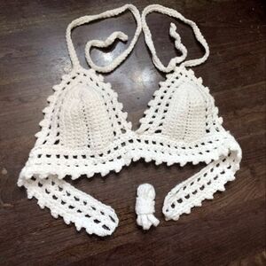 handmade crochet bralette, 36C, white/cream color